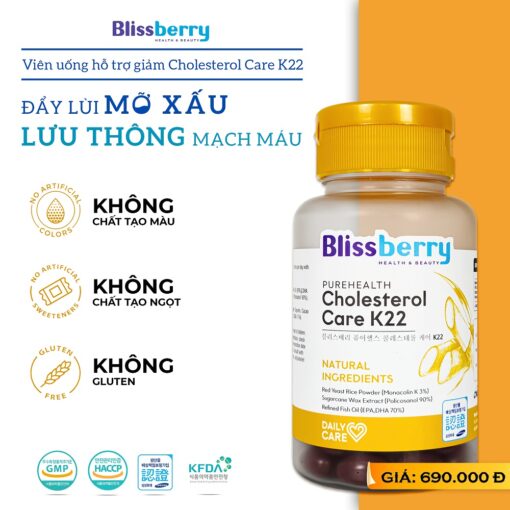 [Blissberry] - Viên uống giảm Cholesterol Blissberry Purehealth Cholesterol Care K22 60 viên