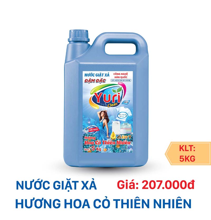 NƯỚC GIẶT XẢ YURI  Hương Hoa Cỏ Thiên Nhiên- Can Xanh