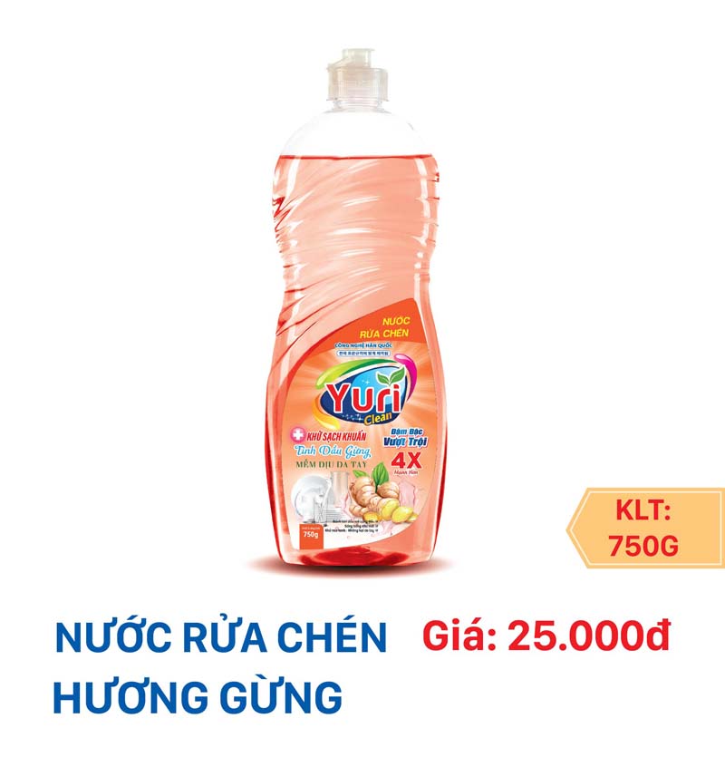 NƯỚC RỬA CHÉN YURI 4X - Hương Tinh Dầu Gừng