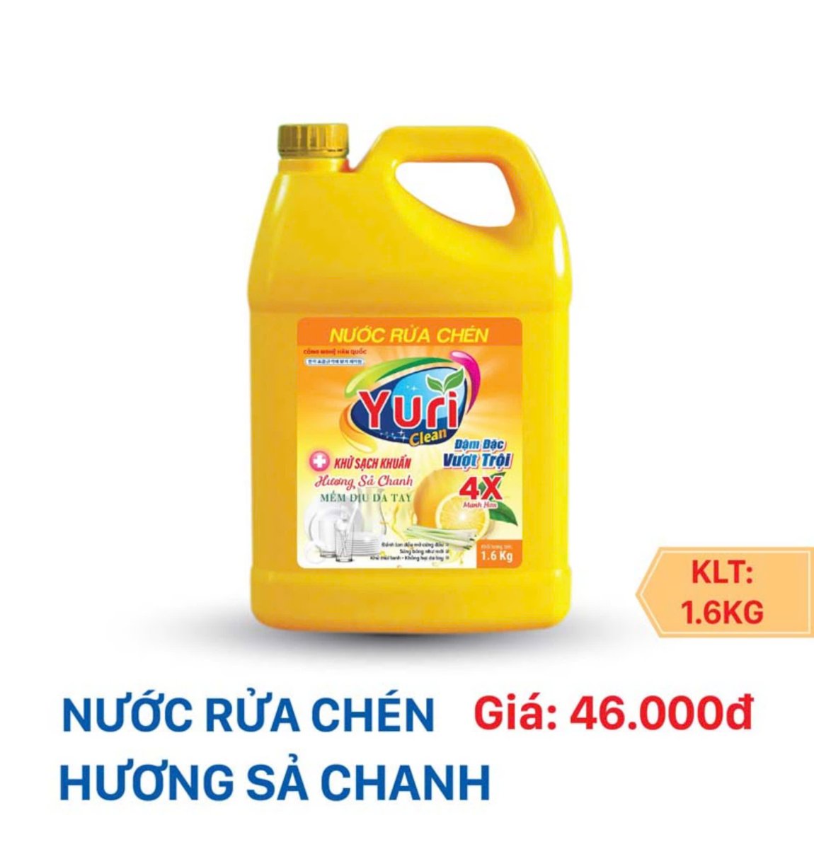 NƯỚC RỬA CHÉN YURI 4X - 1,6 KG