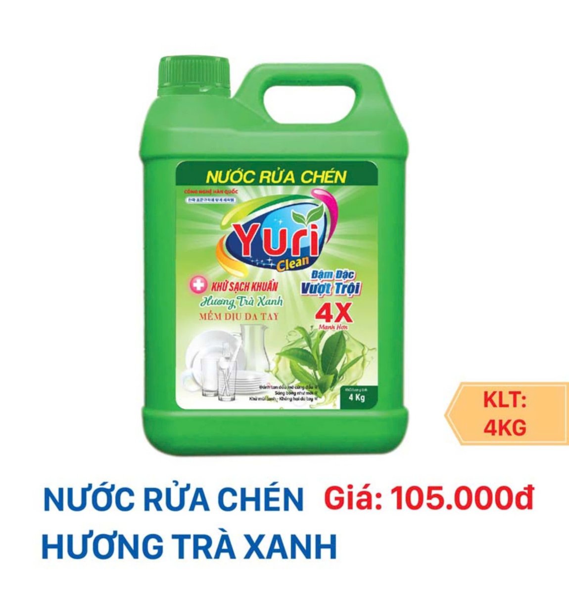 NƯỚC RỬA CHÉN YURI 4X - 4 KG