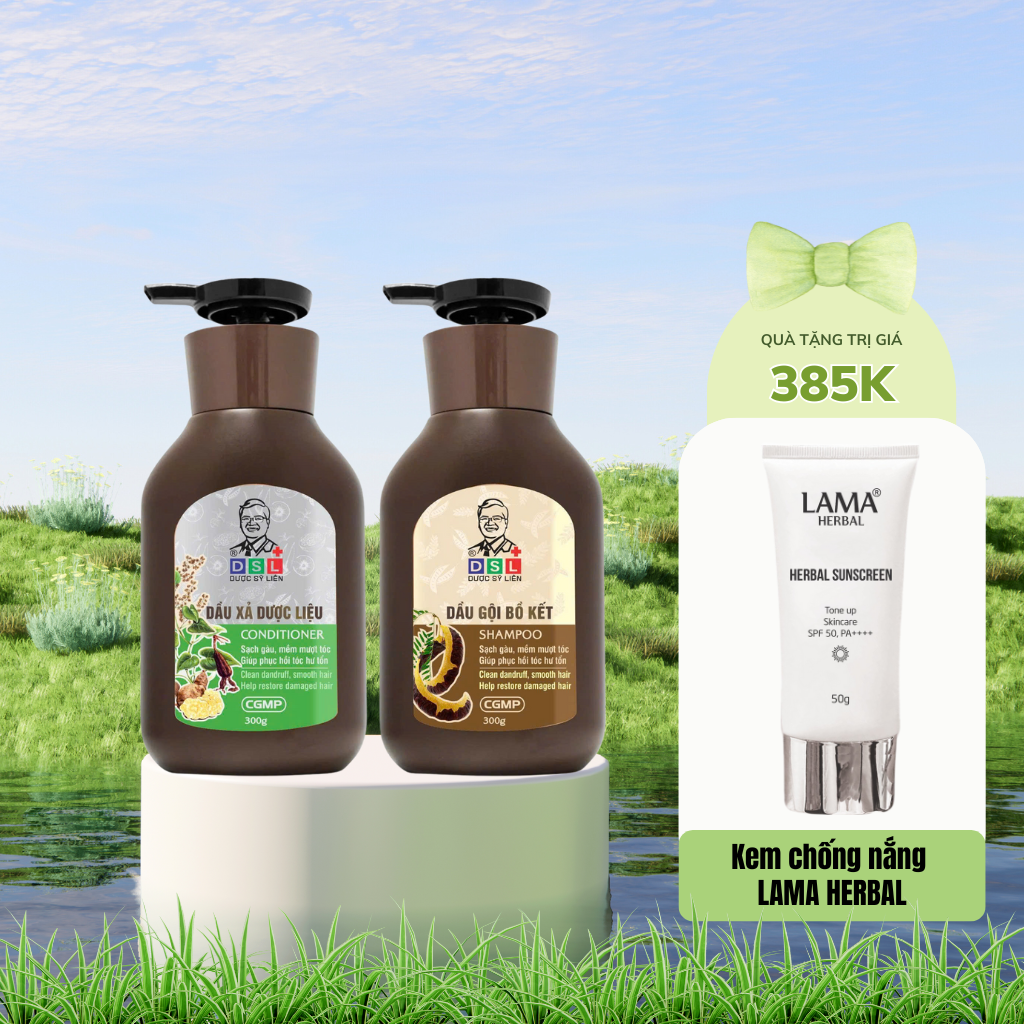COMBO Dầu Gội Bồ Kết & Dầu Xả Dược Liệu (kèm quà tặng)